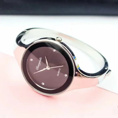 Minimalist Women Cuff Watch Fashion Casual Round Lady Women Bracelet Girls Watches Gold Stainless Steel Quartz Watch Reloj Mujer
