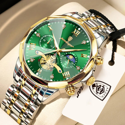 POEDAGAR Top Original Men Clock Waterproof Luminous Chronograph Man Wristwatch Stainless Steel Luxury Quartz Men's Watches Reloj