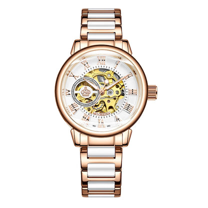 ORKINA Automatic Mechanical Women's Watch Top Brand Luxury Fashion Casual Leather or Stainless Steel Band Lady Dress Wristwatch