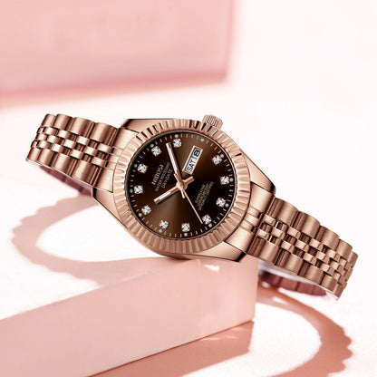 NIBOSI Fashion Women Watches Top Brand Luxury Diamond Ladies Quartz Watches Business Week Display Female Clock Wristwatch Reloj