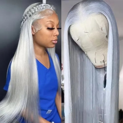 Blonde 613 Silver Grey 13x6 HD Human Hair Lace Front Wig Pre plucked Transparent Brazilian Lace Frontal Wig For Women 40 inches