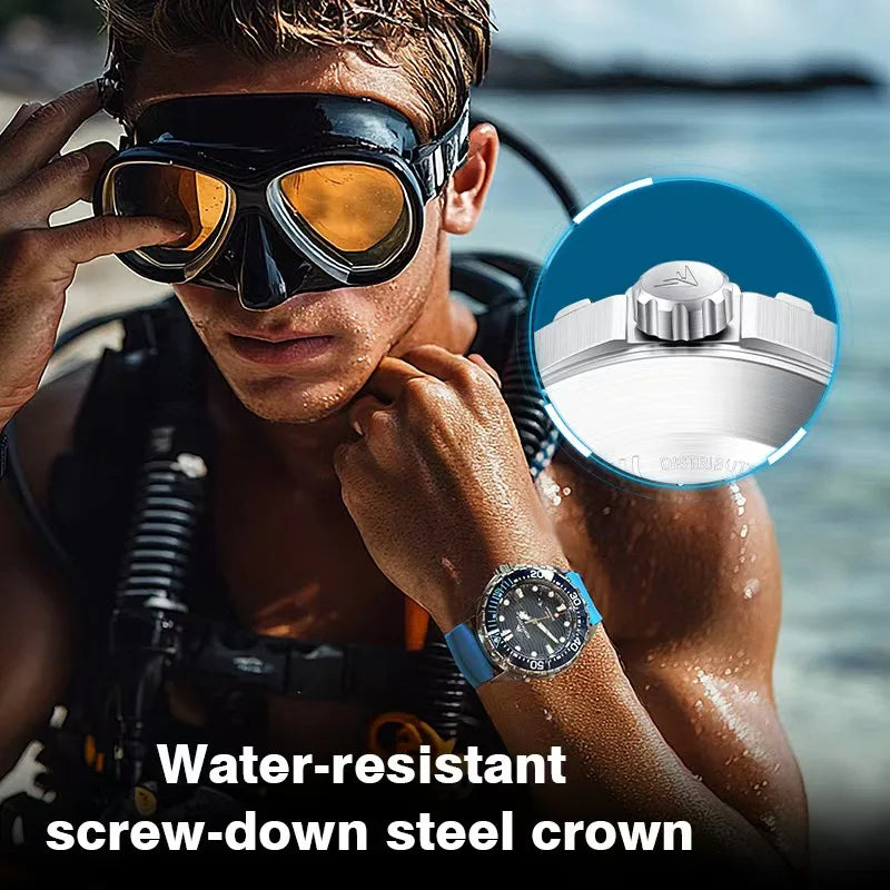 NORTH EDGE NEW+ TRITON Solar-Powered Diving Watch Luxury Quartz Watches For Men 300M Waterproof 180+ Day Power