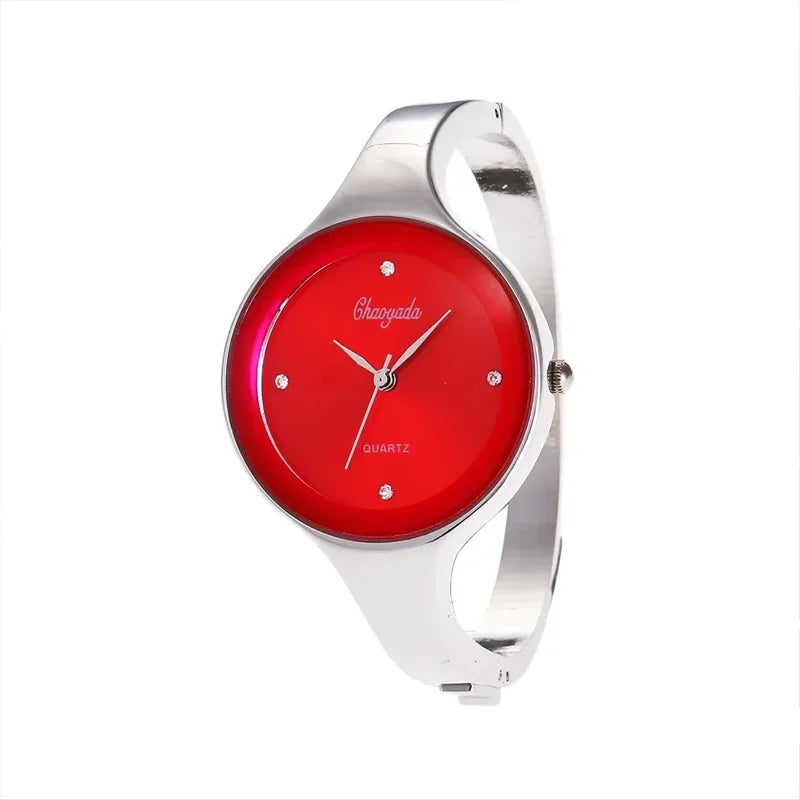 Minimalist Women Cuff Watch Fashion Casual Round Lady Women Bracelet Girls Watches Gold Stainless Steel Quartz Watch Reloj Mujer