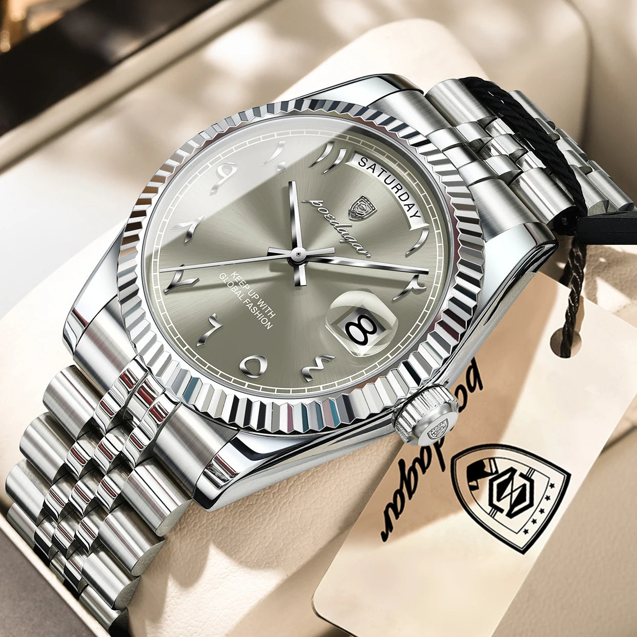 POEDAGAR Brand Fashion Men Clock Waterproof Date Week Business Man Watch Stainless Steel High Quality Quartz Men's Watches Reloj