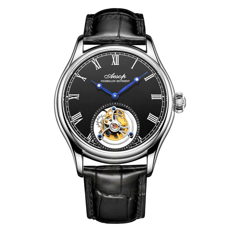 Aesop Real Flying Tourbillon Movement Mechanical Watches Luxury Watch for Men Skeleton Tourbillon Watch Sapphire Official Store