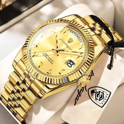 POEDAGAR Brand Fashion Men Clock Waterproof Date Week Business Man Watch Stainless Steel High Quality Quartz Men's Watches Reloj