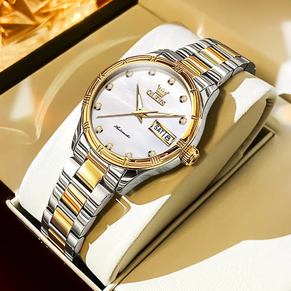 OLEVS New Fashion Ladies Watch Top Brand Casual Automatic Mechanical Watches Date Steel Waterproof Women Male Clock Wristwatch