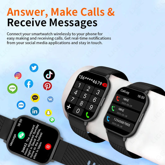LIGE New Bluetooth Call Smart Watches Women Wrist Watch Sports Fitness Watches IP67 Waterproof Smartwatch For iPhone Android iOS