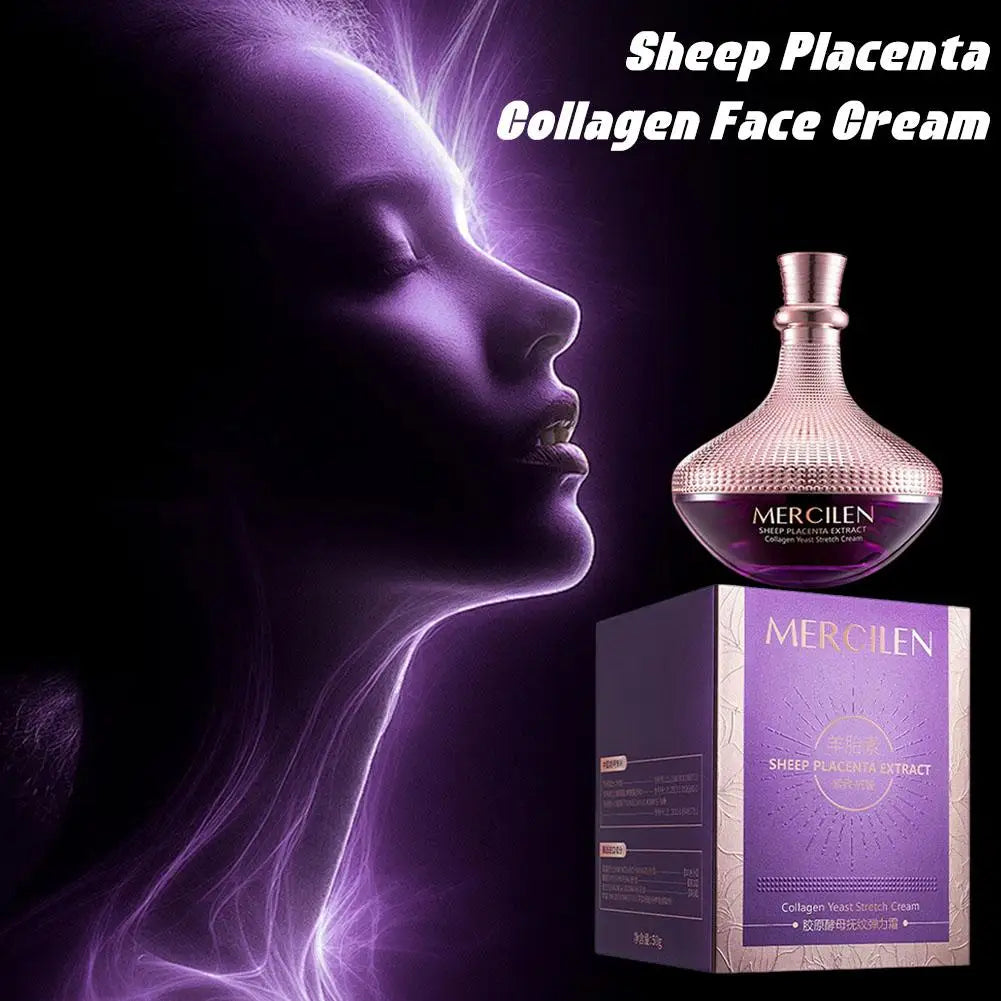 Sheep Placenta Collagen Yeast Moisturizing Facial Cream Natural Nourishing Hydrating Smooth Soft Skin Daily Face Care