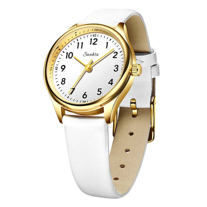 SUNKTA new fashion luxury women's quartz watches elegant leather Watches for Women waterproof simple ladies watches reloj+BOX