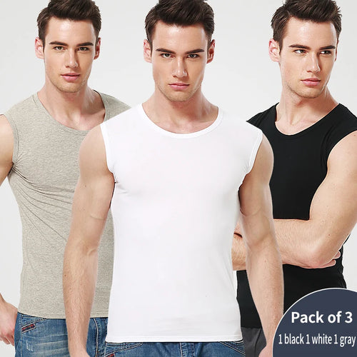 3/1 Pack Men's Cotton Sleeveless Vest Young Men's Wide Shoulder Sports