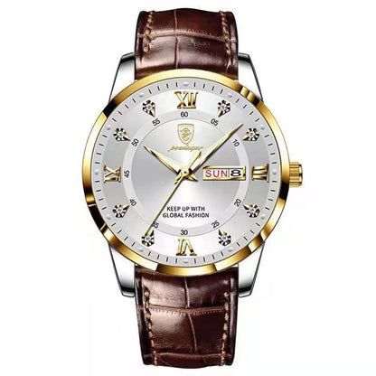 POEDAGAR Original High Quality Men Watch Waterproof Luminous Leather Sports Man Wristwatch Quartz Stylish Casual Watches For Men