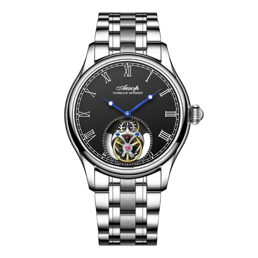 Aesop Real Flying Tourbillon Movement Mechanical Watches Luxury Watch for Men Skeleton Tourbillon Watch Sapphire Official Store