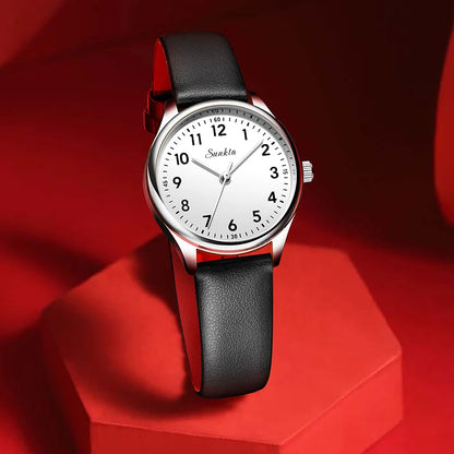 SUNKTA new fashion luxury women's quartz watches elegant leather Watches for Women waterproof simple ladies watches reloj+BOX