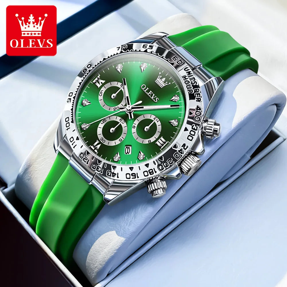 OLEVS Luxury Ladies Fashion High Quality Quartz Watch Calendar Waterproof Quality Women Watches Silicone Strap Clock Reloj