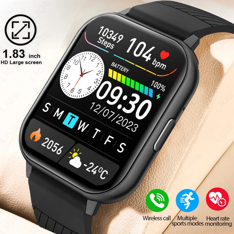 LIGE New Bluetooth Call Smart Watches Women Wrist Watch Sports Fitness Watches IP67 Waterproof Smartwatch For iPhone Android iOS