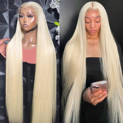 Blonde 613 Silver Grey 13x6 HD Human Hair Lace Front Wig Pre plucked Transparent Brazilian Lace Frontal Wig For Women 40 inches