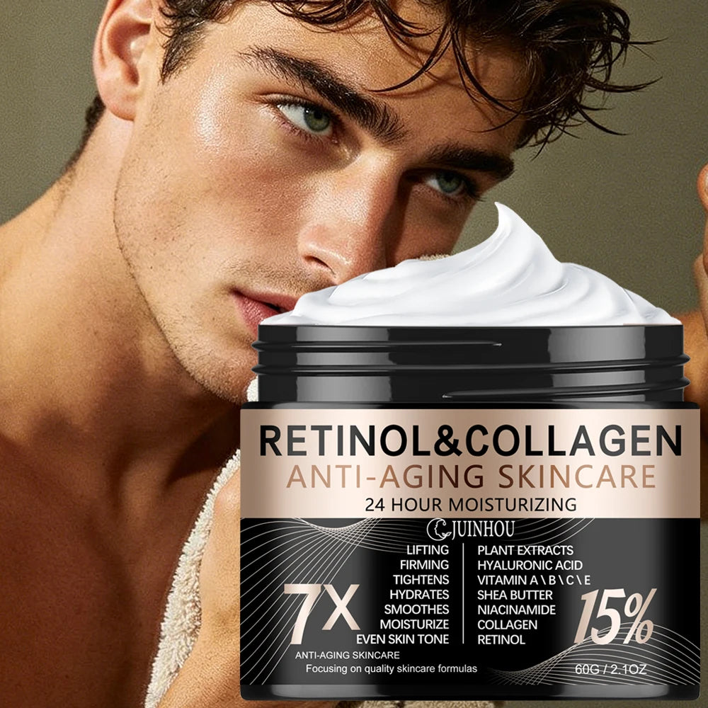 JUINHOU Men's Retinol Collagen Anti-Aging Skin Cream Moisturizes Skin to Make Wrinkles Less Noticeable Refreshing and Non-greasy