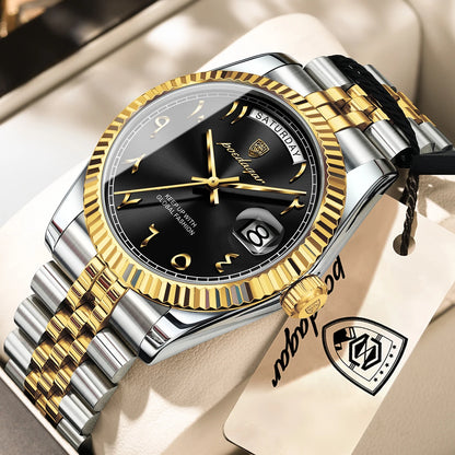POEDAGAR Brand Fashion Men Clock Waterproof Date Week Business Man Watch Stainless Steel High Quality Quartz Men's Watches Reloj