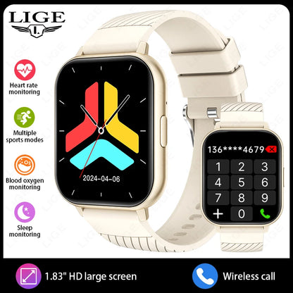 LIGE New Bluetooth Call Smart Watches Women Wrist Watch Sports Fitness Watches IP67 Waterproof Smartwatch For iPhone Android iOS