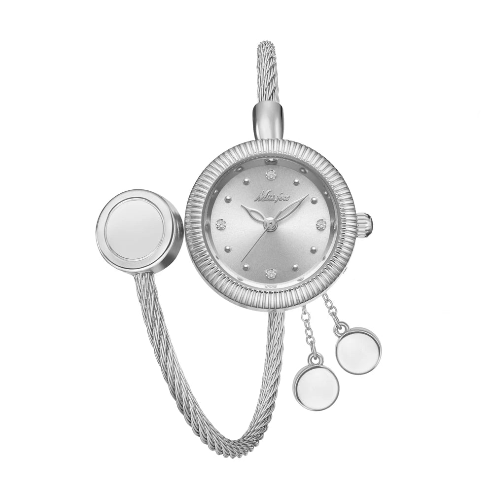 Missfox Gold Mini Watches For Women Causal Fashion Open Band Small Watch Power By Battery Ladies Wristwatches New Hot For Gift