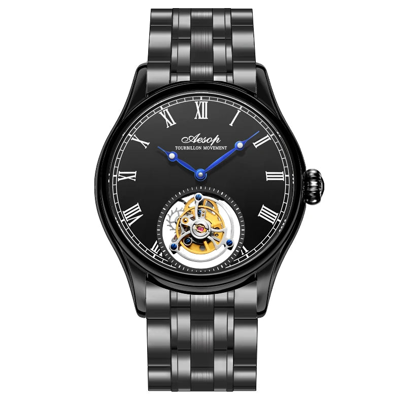 Aesop Real Flying Tourbillon Movement Mechanical Watches Luxury Watch for Men Skeleton Tourbillon Watch Sapphire Official Store
