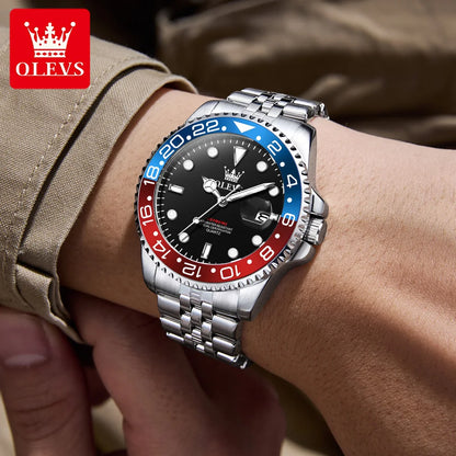 OLEVS Men's Watches Top Brand Luxury Classic Datejust Original Quartz Watch for Man Waterproof Luminous Big Date Stainless Steel