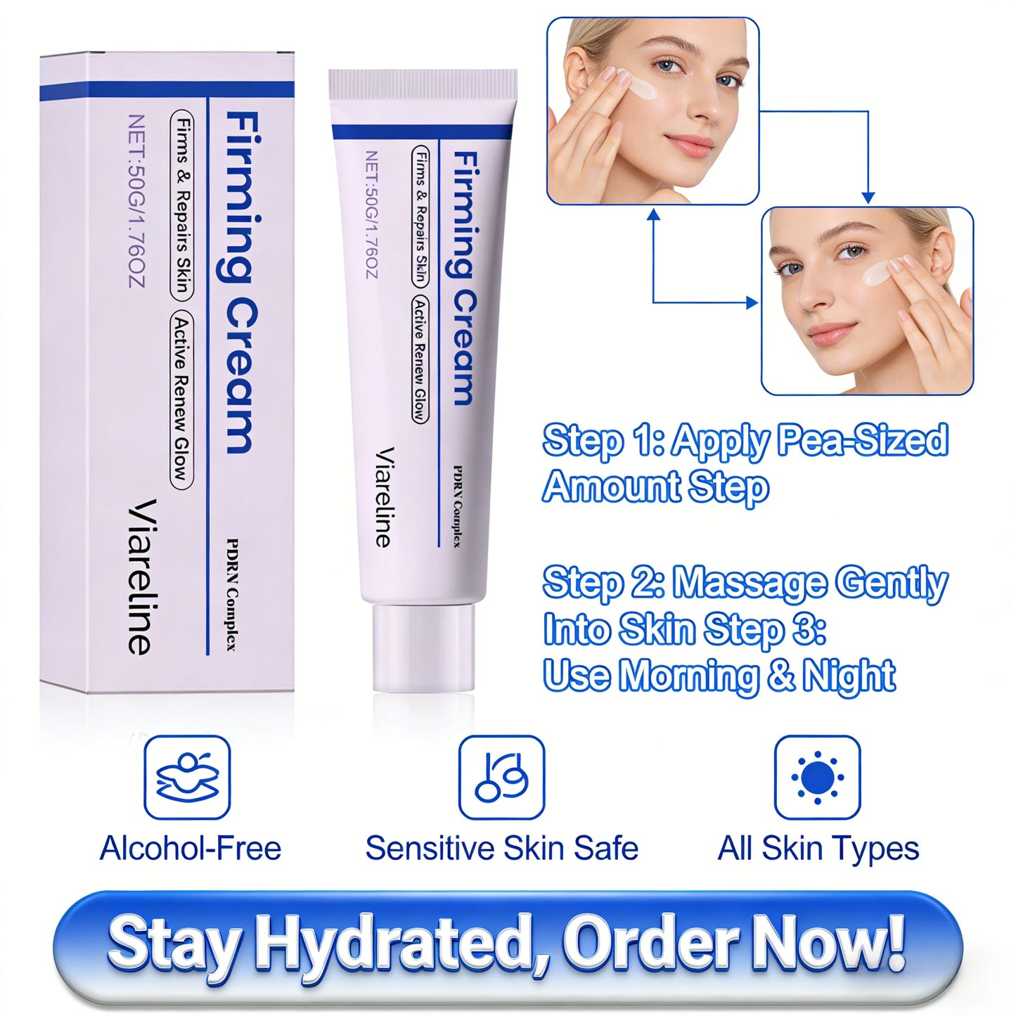 Blueberry Niacinamide Moisturizing Cream Delicate Facial SkinHydrating Light and Easy Absorption Hydrating Collagen Care Cream