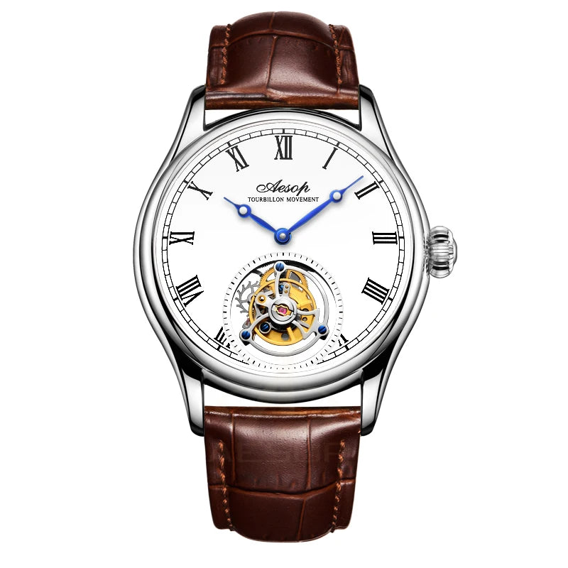 Aesop Real Flying Tourbillon Movement Mechanical Watches Luxury Watch for Men Skeleton Tourbillon Watch Sapphire Official Store