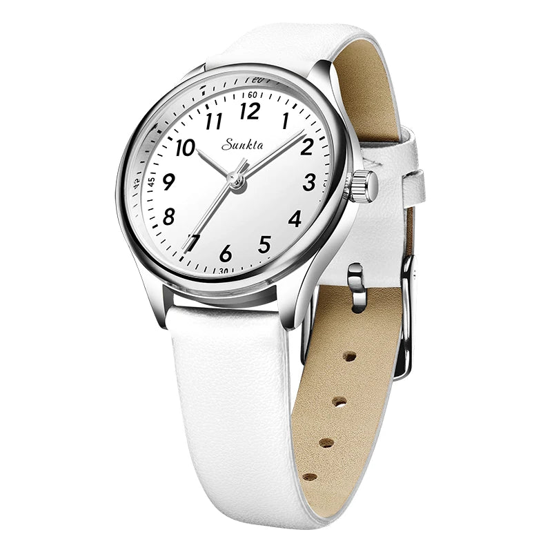 SUNKTA new fashion luxury women's quartz watches elegant leather Watches for Women waterproof simple ladies watches reloj+BOX