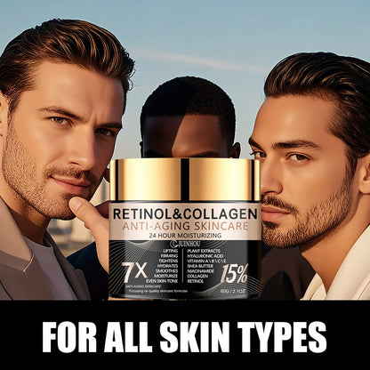 JUINHOU Men's Retinol Collagen Anti-Aging Skin Cream Moisturizes Skin to Make Wrinkles Less Noticeable Refreshing and Non-greasy