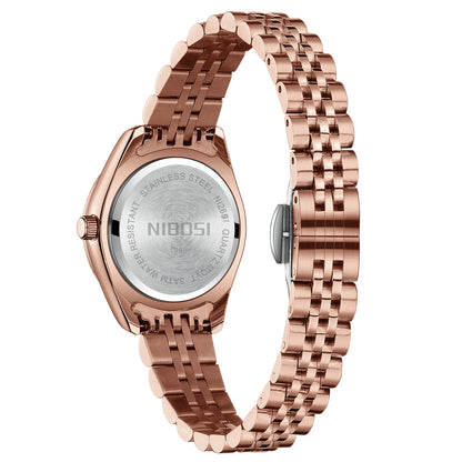 NIBOSI Fashion Women Watches Top Brand Luxury Diamond Ladies Quartz Watches Business Week Display Female Clock Wristwatch Reloj