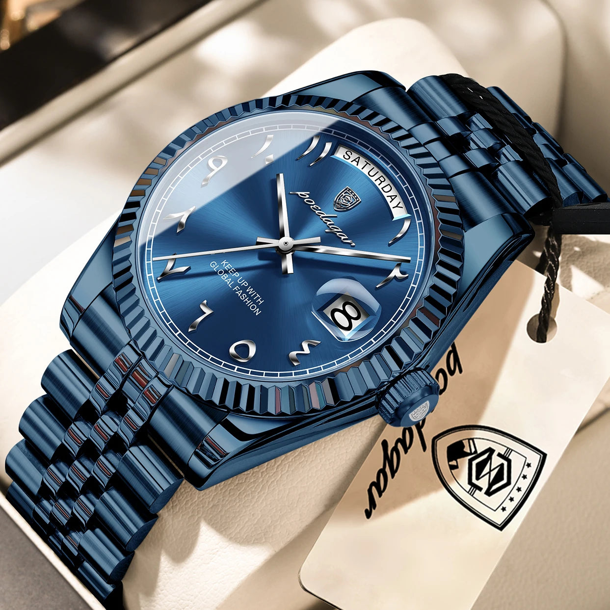 POEDAGAR Brand Fashion Men Clock Waterproof Date Week Business Man Watch Stainless Steel High Quality Quartz Men's Watches Reloj