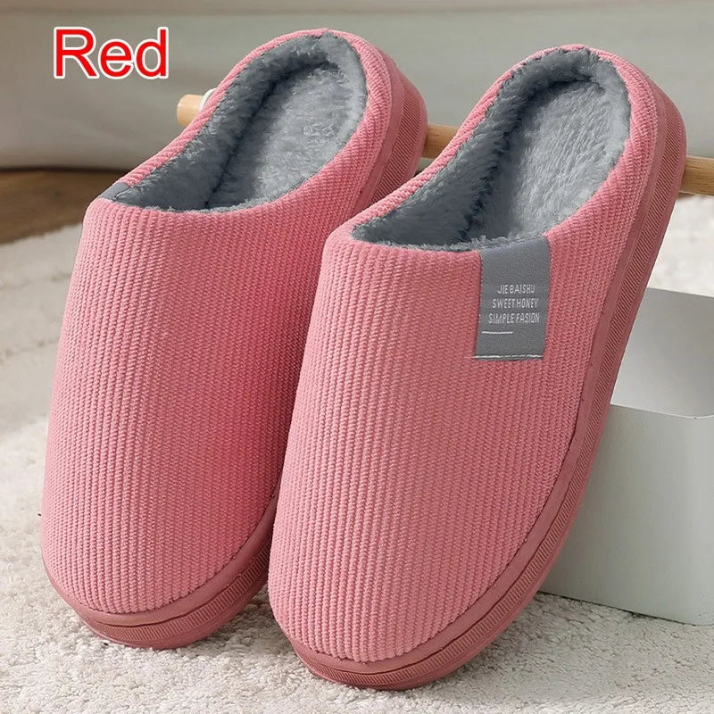Winter Warm Fur Home Slippers Women Comfort Mute Non Slip Plush Slides Woman Solid Color Soft Sole Indoor Bedroom Slippers 2024