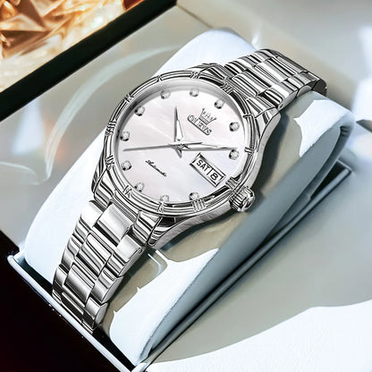 OLEVS New Fashion Ladies Watch Top Brand Casual Automatic Mechanical Watches Date Steel Waterproof Women Male Clock Wristwatch