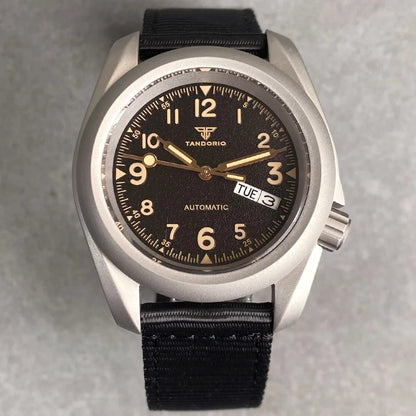 Tandorio Vintage Military Men's Field Watches Frosted Case 200m Waterproof Sapphire Glass NH36 Automatic Mechanical Man Watch