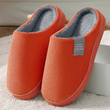 Winter Warm Fur Home Slippers Women Comfort Mute Non Slip Plush Slides Woman Solid Color Soft Sole Indoor Bedroom Slippers 2024