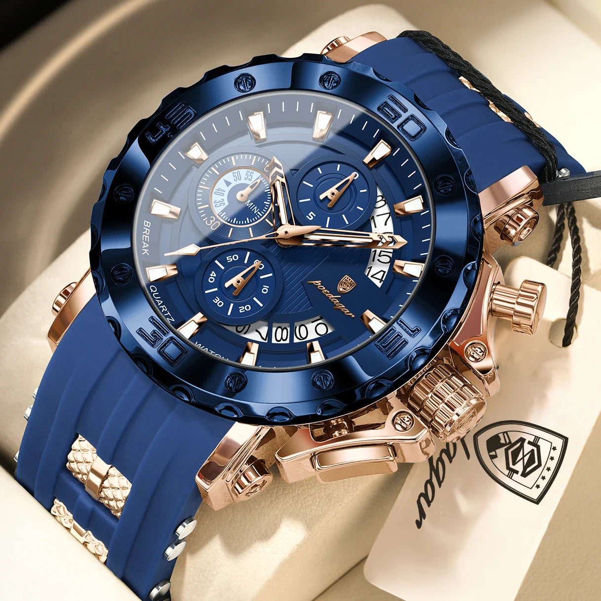 POEDAGAR Luxury Military Men Clock Luminous Waterproof Chronograph Date Men's Watch Silicone Quartz Sports Watches For Man Reloj