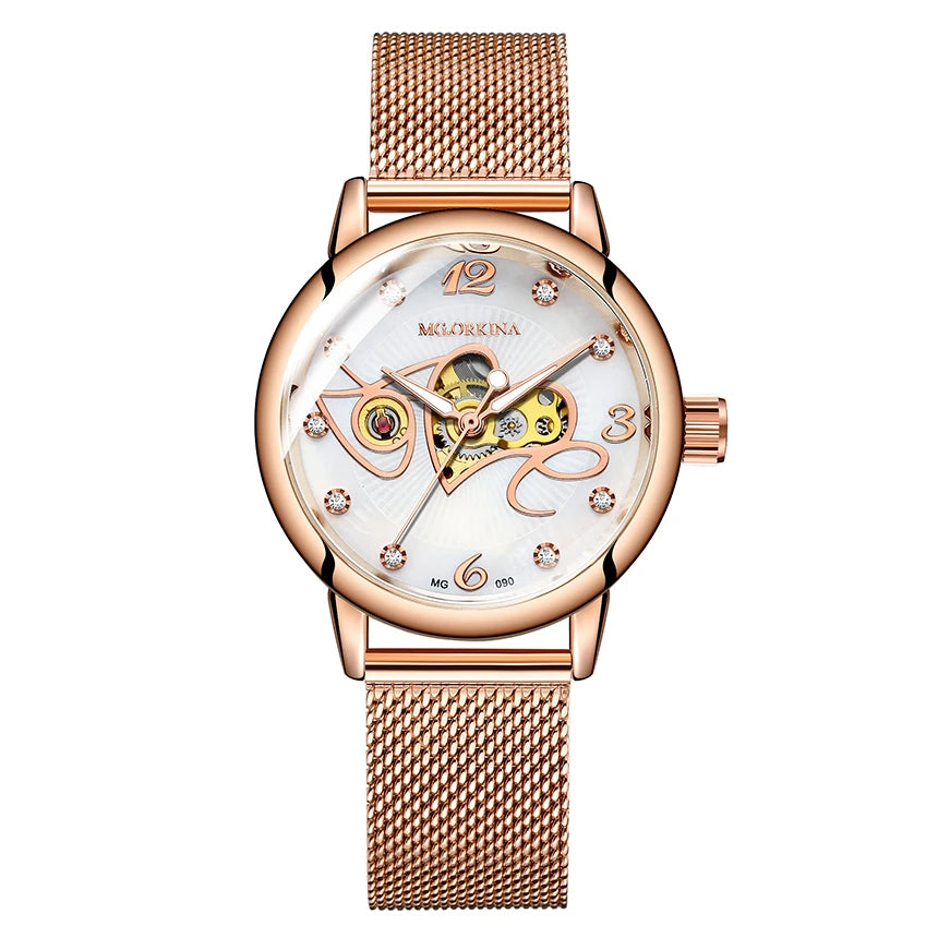 ORKINA Automatic Mechanical Women's Watch Top Brand Luxury Fashion Casual Leather or Stainless Steel Band Lady Dress Wristwatch