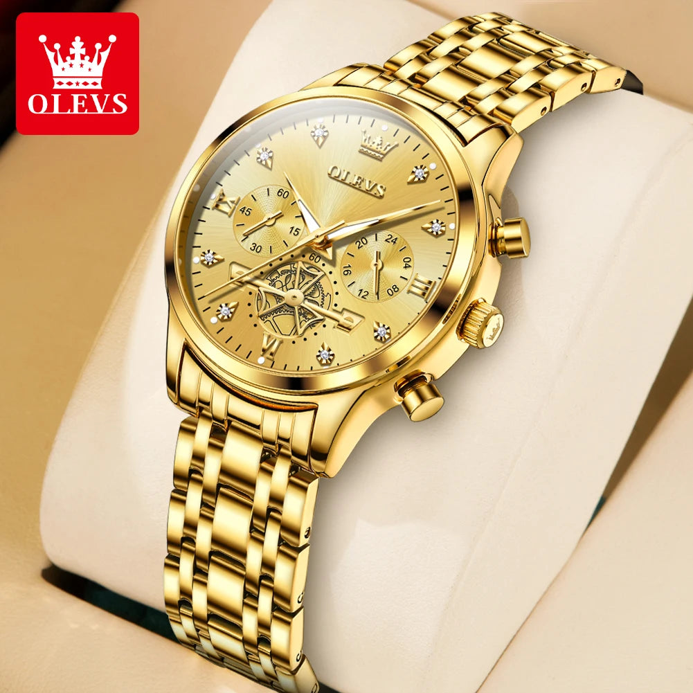 OLEVS Women's Watches Elegant Fashion Original Quartz Female Wristwatch Multifunction Chronograph Waterproof Luminous 24 Hour