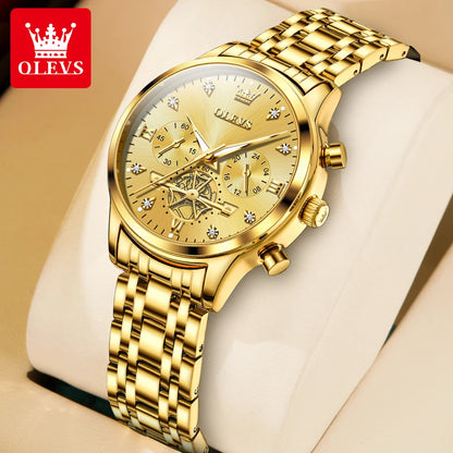 OLEVS Women's Watches Elegant Fashion Original Quartz Female Wristwatch Multifunction Chronograph Waterproof Luminous 24 Hour