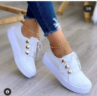 Platform Casual Sport Shoes Women's Plus Size 43 Lace Up Sneakers Wedge Non Slip Woman Vulcanize Casual Shoes Zapatos De Mujer