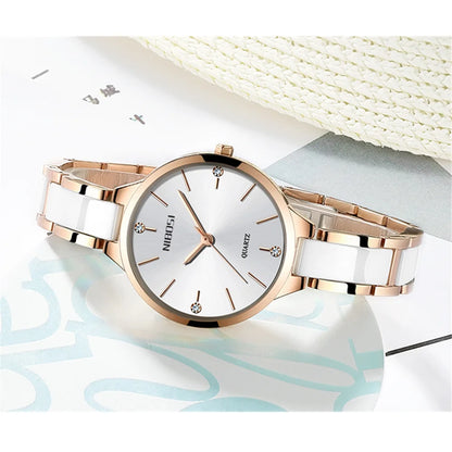 NIBOSI Fashion Women Watches Top Brand Luxury Ceramic Strap Rose Gold Watch Waterproof Ladies Quartz Wristwatch Relogio Feminino