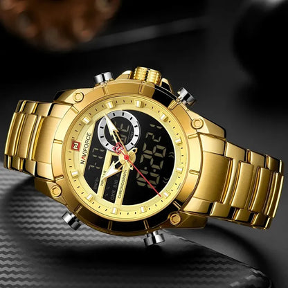 NAVIFORCE Top Luxury Original Sports Wrist Watch For Men Quartz Steel Waterproof Dual Display Military Watches Relogio Masculino