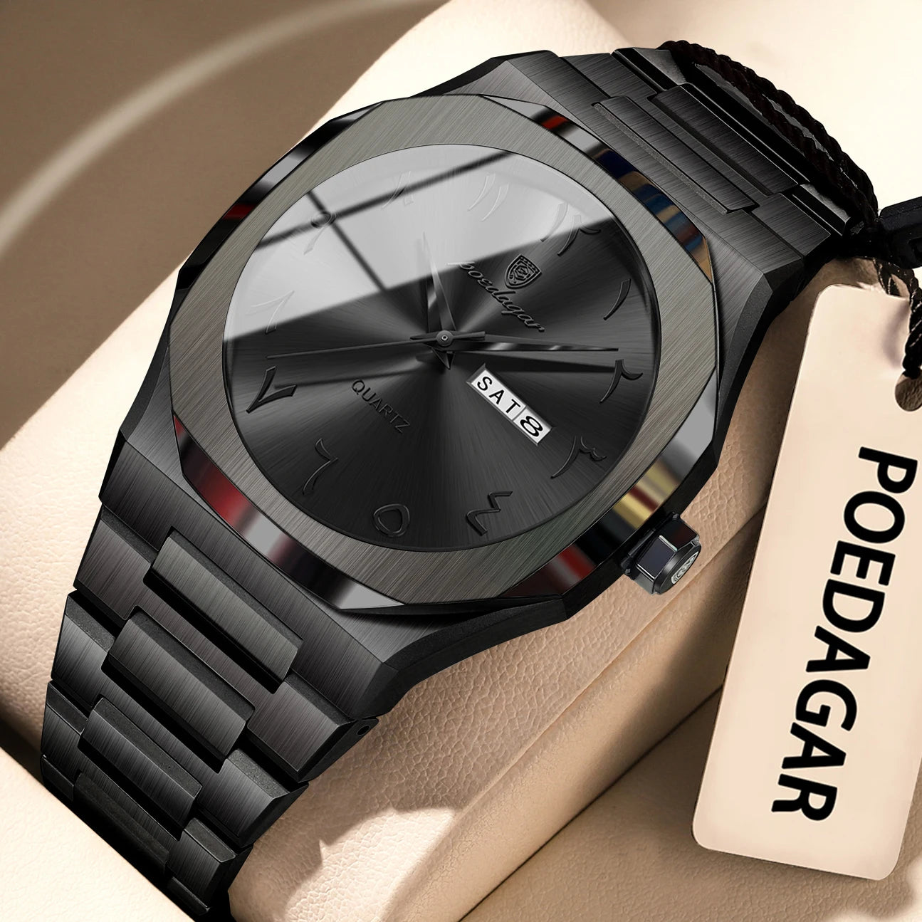 POEDAGAR Original Luxury Men's Watch Waterproof Week Date Fashion Men Wristwatch Quartz Stainless Steel Man Watches Reloj Hombre