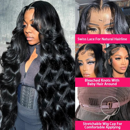 Body Wave 13x6 Hd Lace Human Hair Wig Transparent 13x4 Lace Front Wigs Preplucked 40 Inch Human Hair Lace Frontal Wigs 4x4 5x5