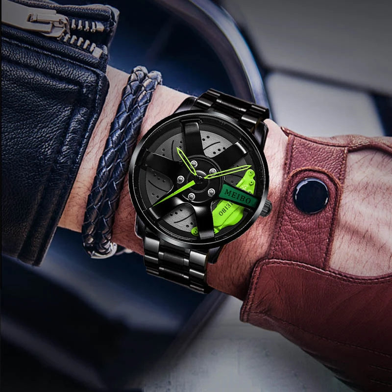 Top Watch Brand Car Wheel Rim Hub Watches Men Super Car Rim Hub Men Watch Stainless Steel Wholesale Watch For Car GTR