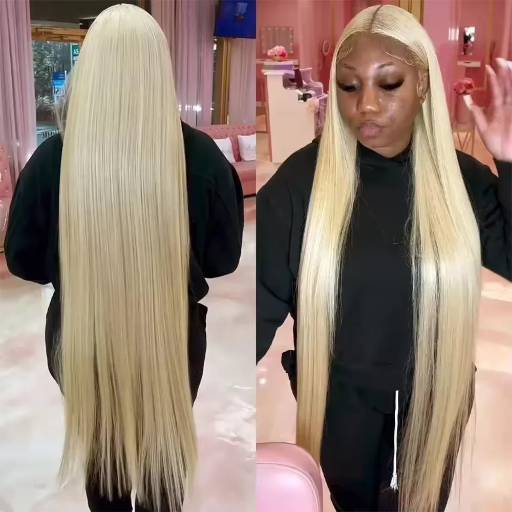 Blonde 613 Silver Grey 13x6 HD Human Hair Lace Front Wig Pre plucked Transparent Brazilian Lace Frontal Wig For Women 40 inches