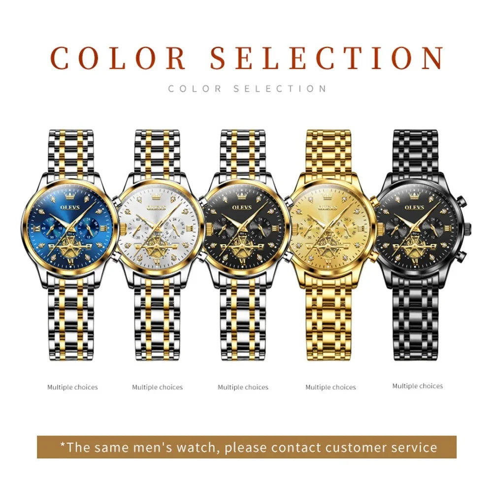 OLEVS Women's Watches Elegant Fashion Original Quartz Female Wristwatch Multifunction Chronograph Waterproof Luminous 24 Hour
