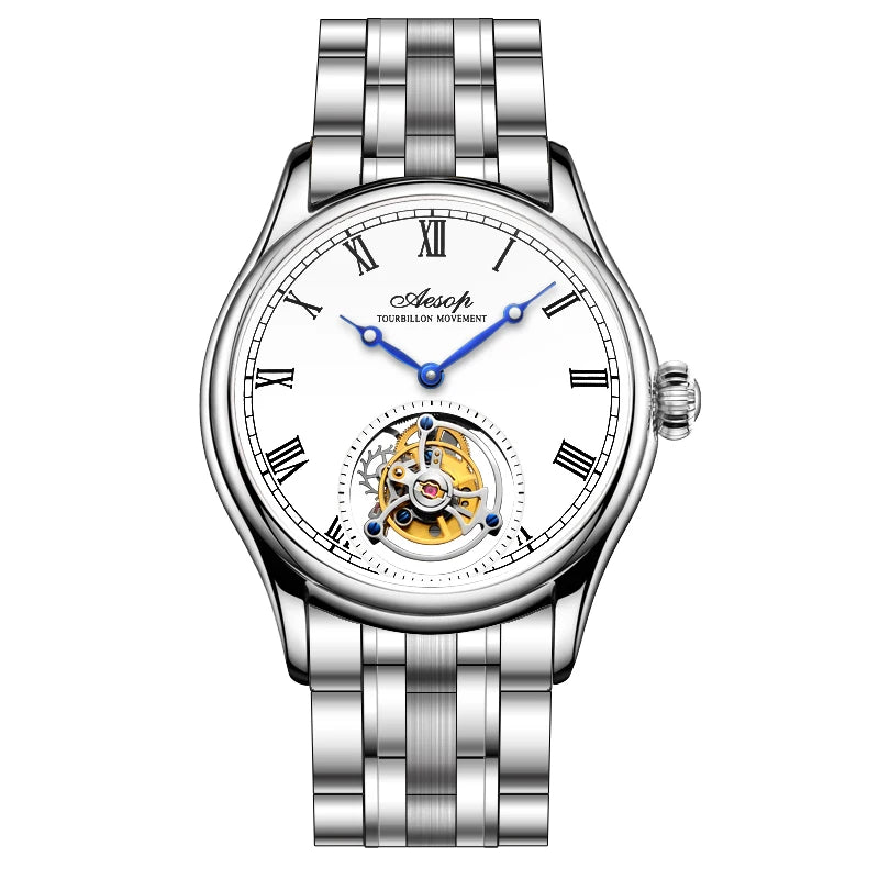 Aesop Real Flying Tourbillon Movement Mechanical Watches Luxury Watch for Men Skeleton Tourbillon Watch Sapphire Official Store